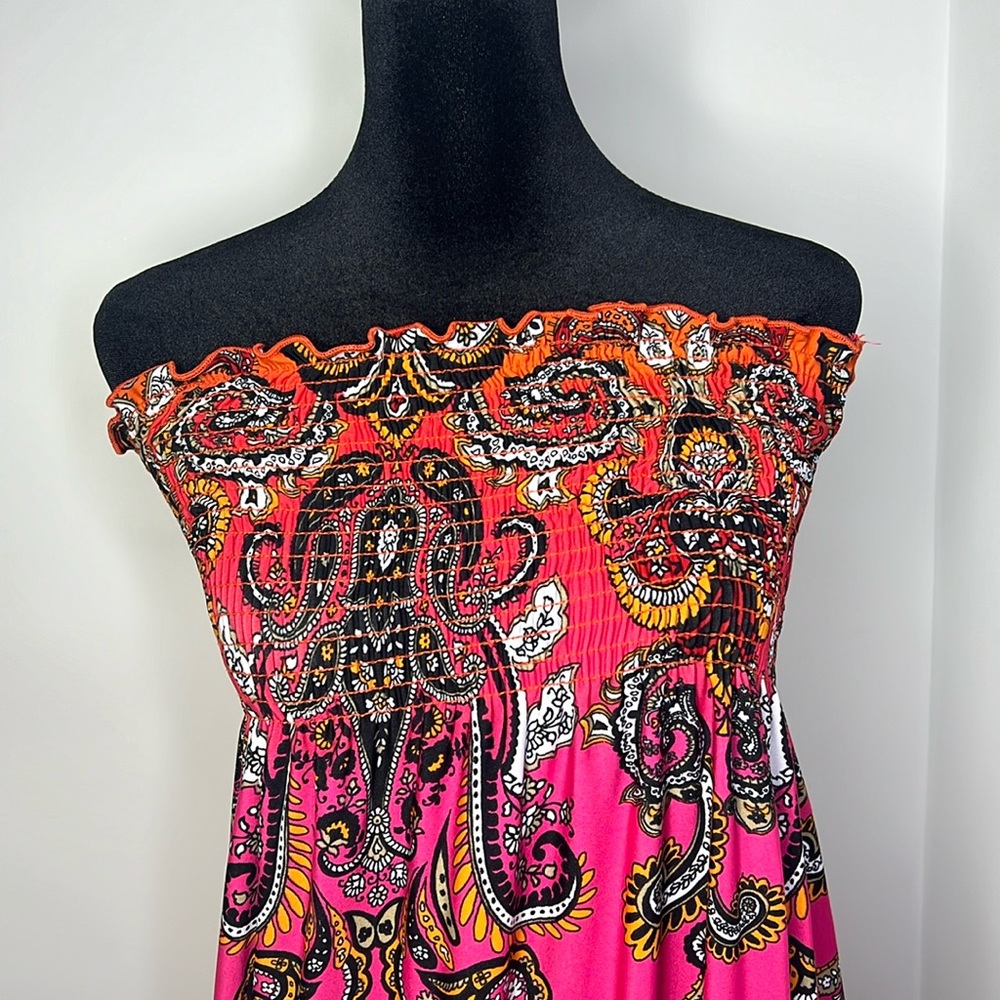 Venus Women’s Pink Smocked Bodice Strapless Maxi Dress Size Small beach - Picture 3 of 8